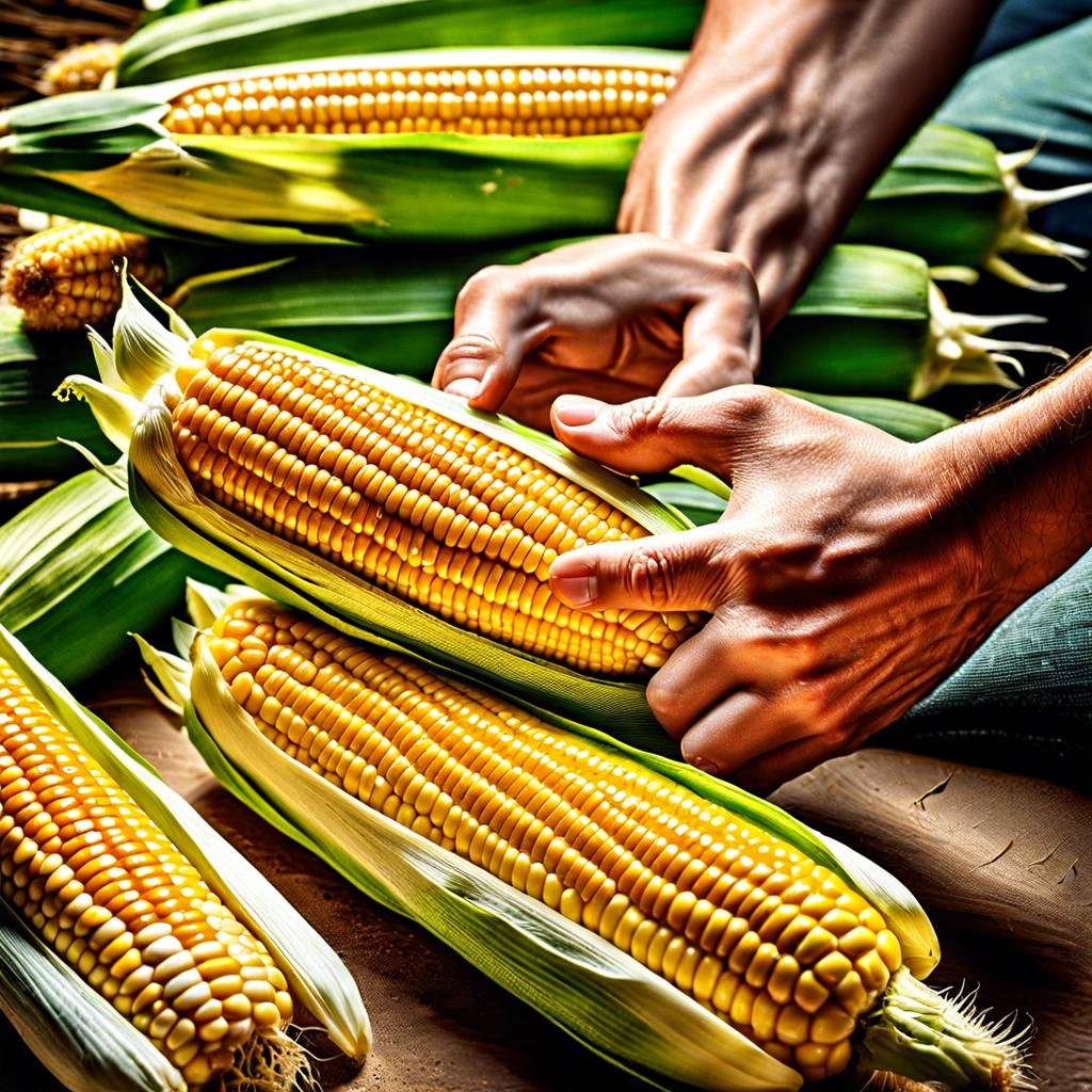 selecting fresh corn on the cob